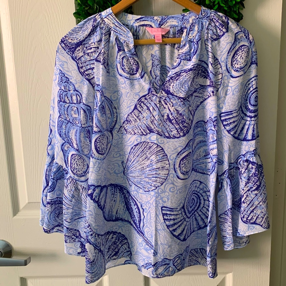 Lilly Pulitzer Seashell Bell Sleeve XXS Top